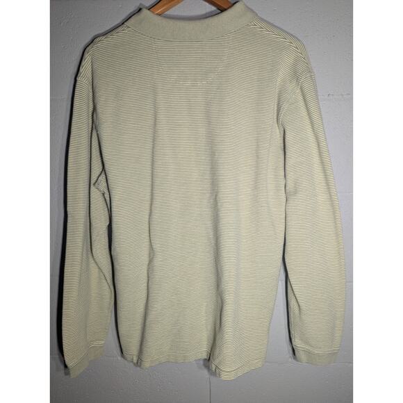 Geoffrey Beene 100% Cotton Green Striped Long Sleeve With Buttons, Size Large - Picture 4 of 5